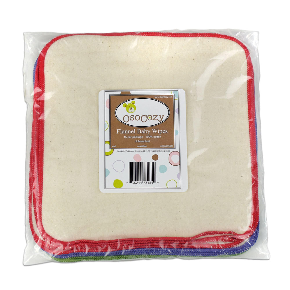 OsoCozy flannel wipes being washed with laundry, easy care and reuse.