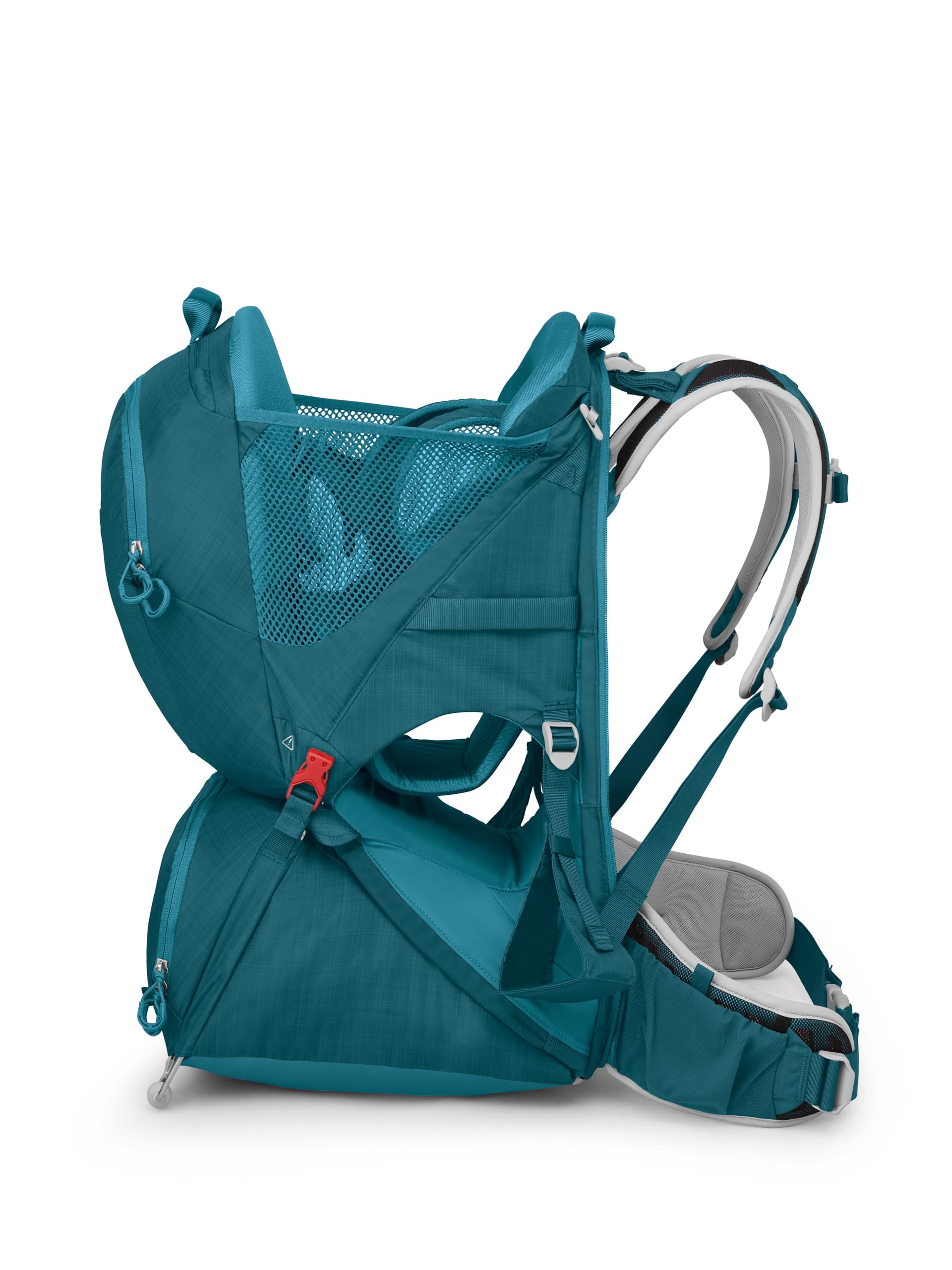 Osprey Poco LT UPF 50 sunshade protects little one outdoors.