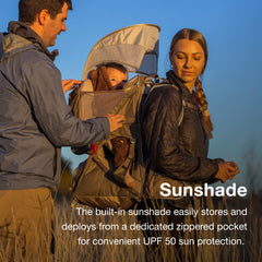 Osprey Poco LT ventilated backpanel keeps the caregiver cool.