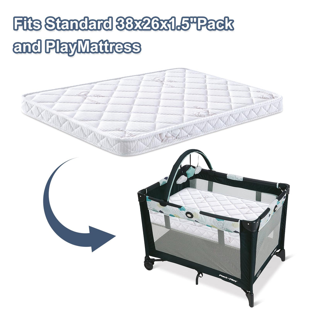 OSSERTSbearY mattress fits Graco, Baby Trend and Pamo Babe playards securely