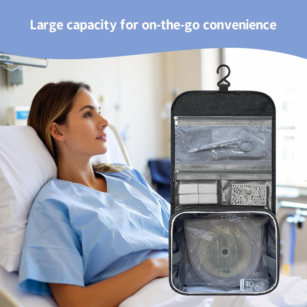 Ostomy travel bag Navy durable construction for frequent travel and use