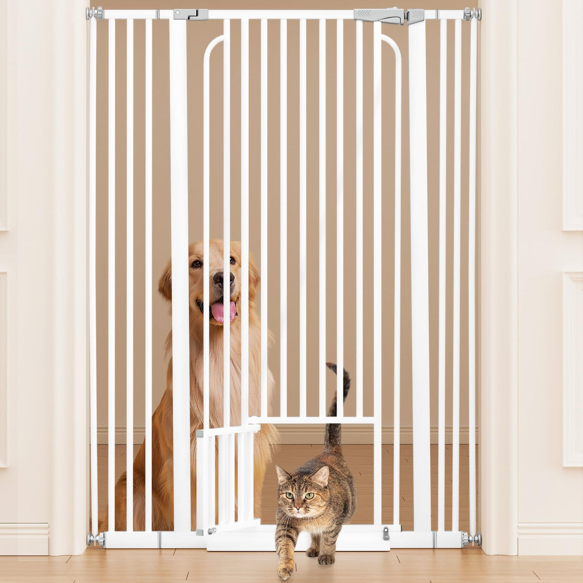 Ostutry 53in cat gate towers tall, suited for larger pets.