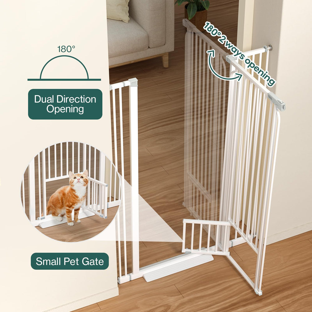 Ostutry no-drill pressure-mounted gate protects walls while securing pets.