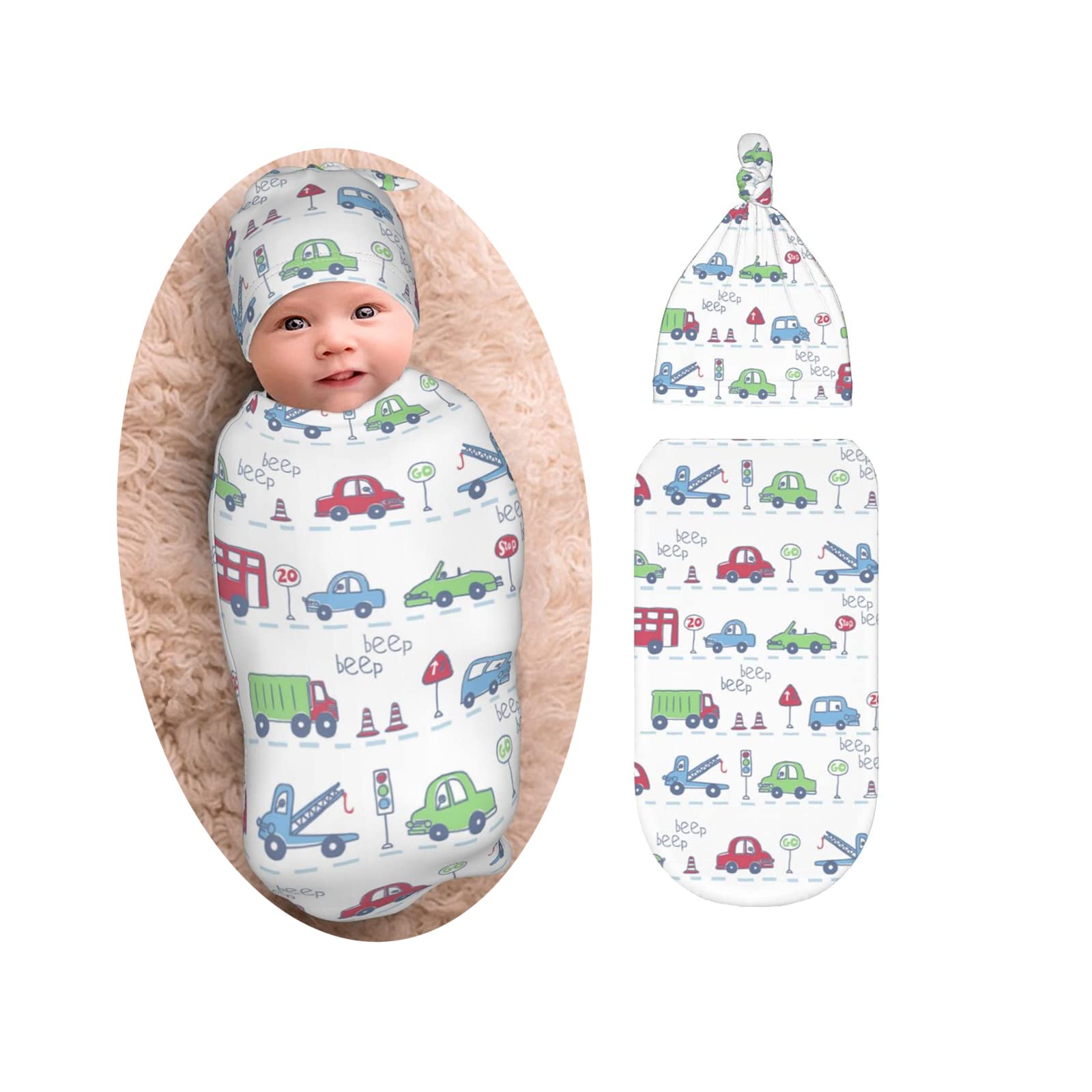 Osvbs car theme swaddle blanket in soft fabric for cozy newborn comfort.