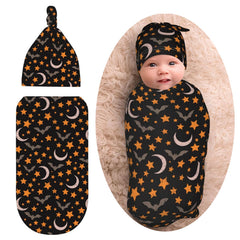 Osvbs Goth Bat Star Moon Swaddle Blanket, soft fabric for newborn comfort.