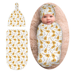 Osvbs Guitar Music Note Swaddle Blanket for newborn comfort and photo props.