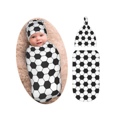 Osvbs soccer swaddle blanket with hat set, newborn comfort and cozy photos.