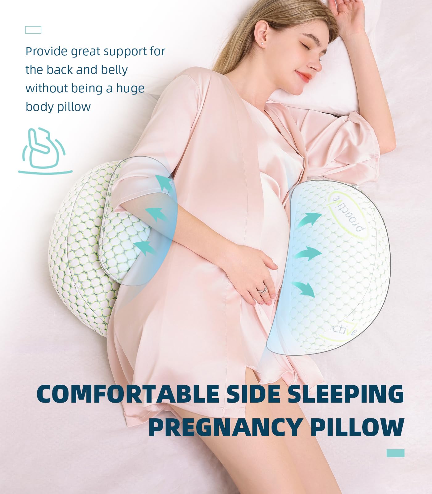 Oternal Pregnancy Pillow provides belly support to ease nighttime pressure