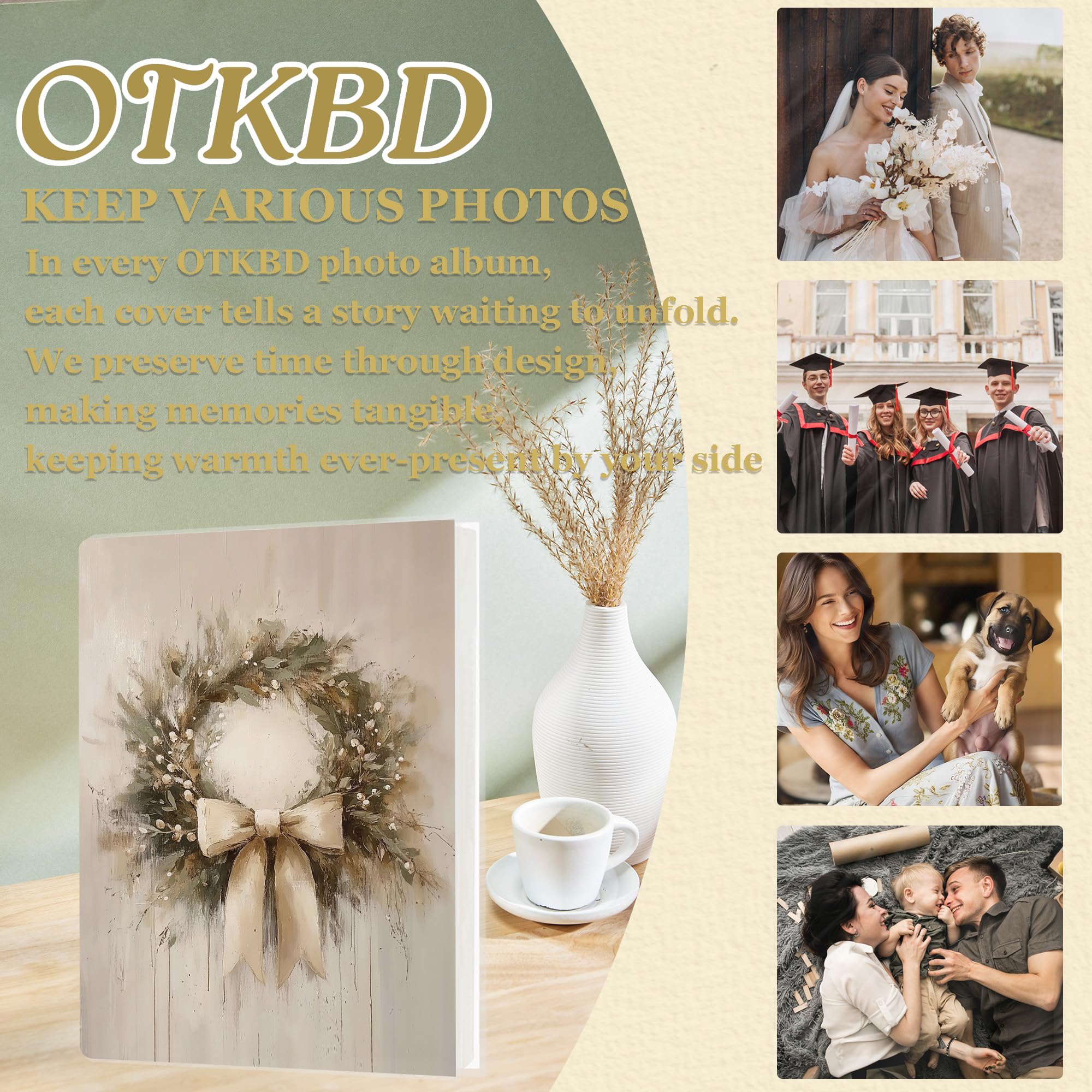 OTKBD memory book cover with wreath adds shelf charm and style.