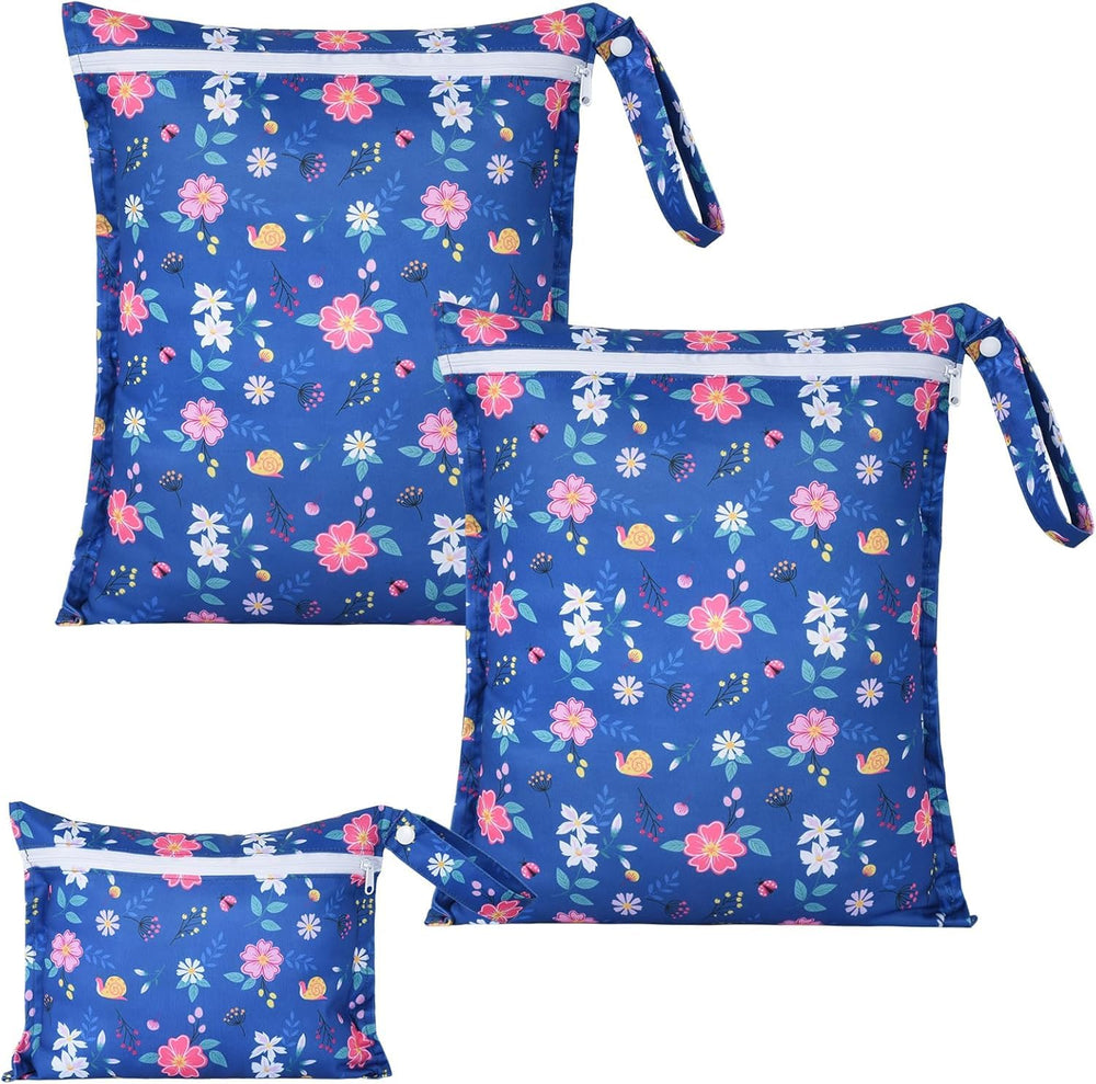 OTraki wet-dry bag with flower pattern front view, stylishly storing swimwear.
