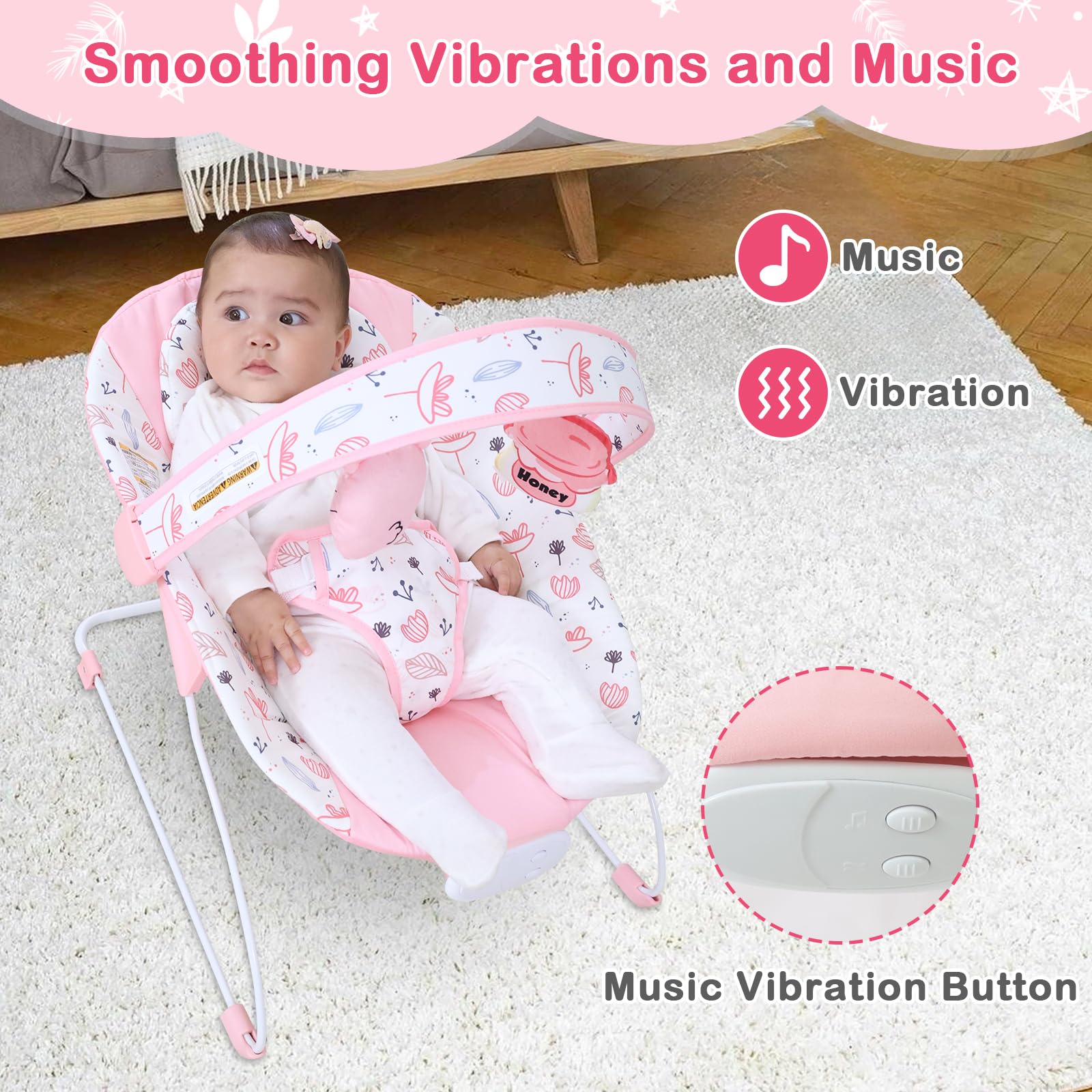 Otrolepota Baby Bouncer with music and vibrations for soothing moments.