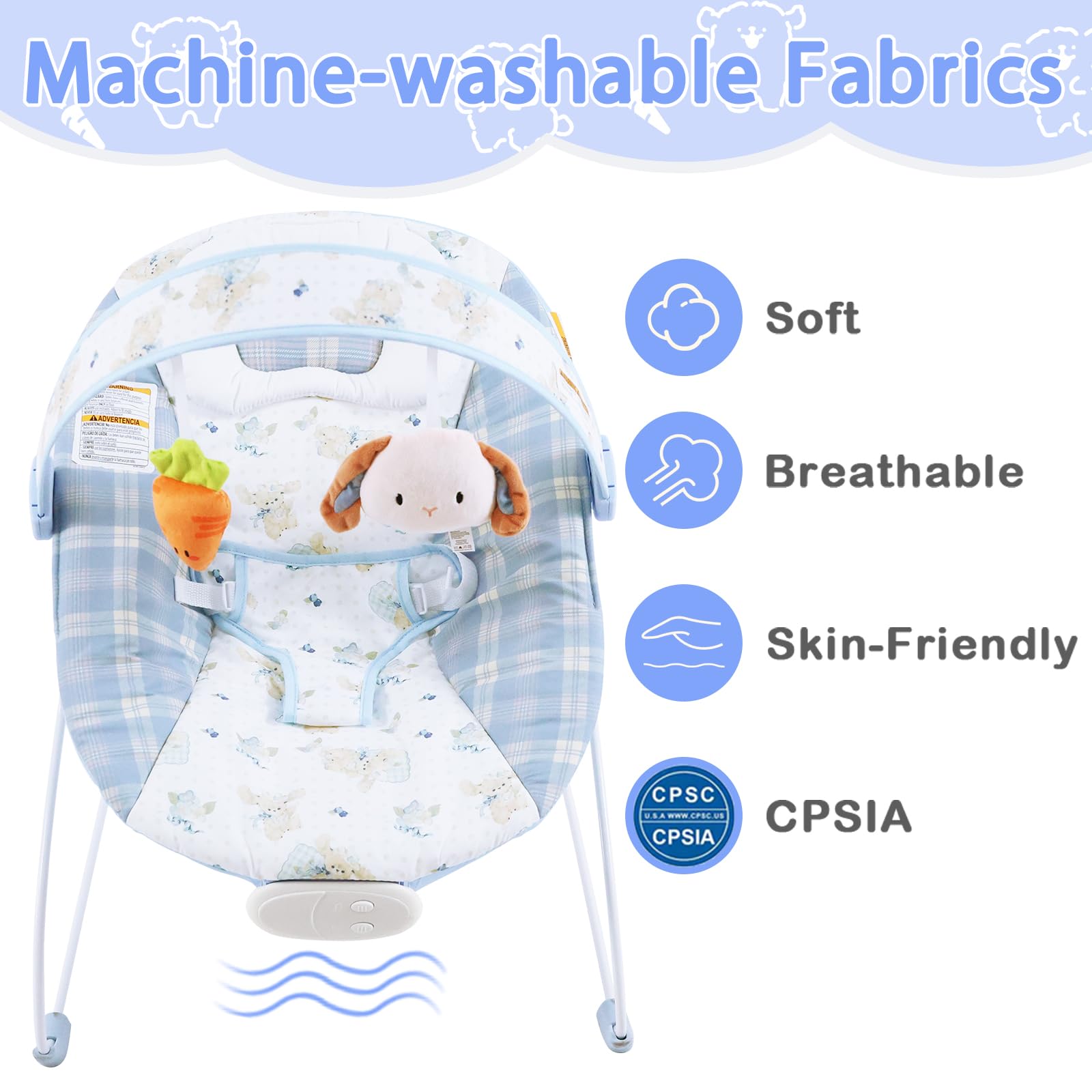 Otrolepota baby bouncer music and vibrations soothe infants
