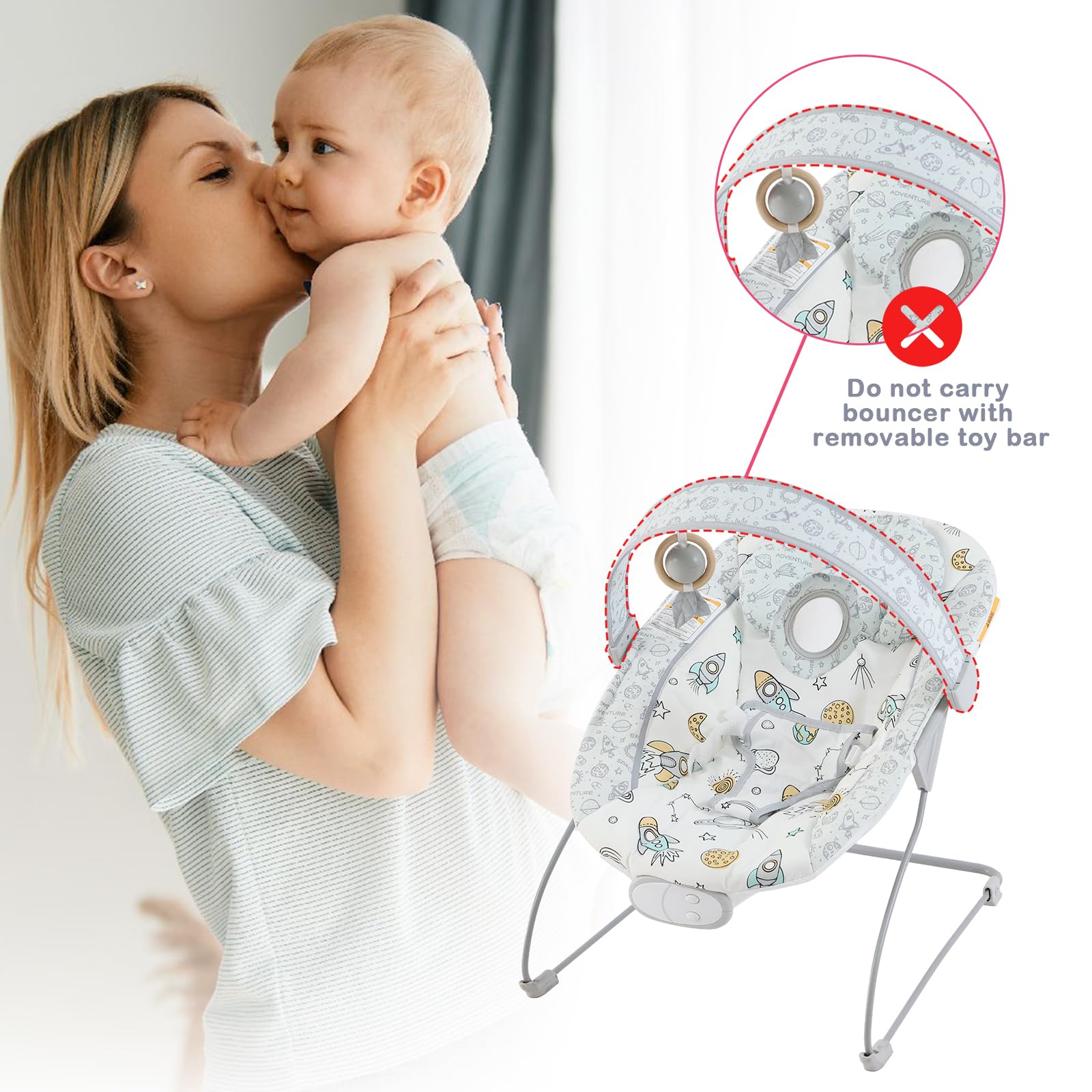 Otrolepota bouncer music and vibration feature for soothing sessions.