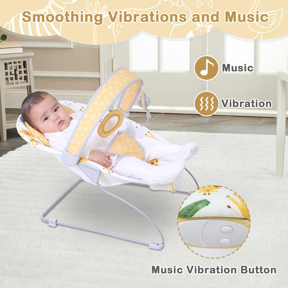 Otrolepota Baby Bouncer toy bar with two toys for visual engagement.