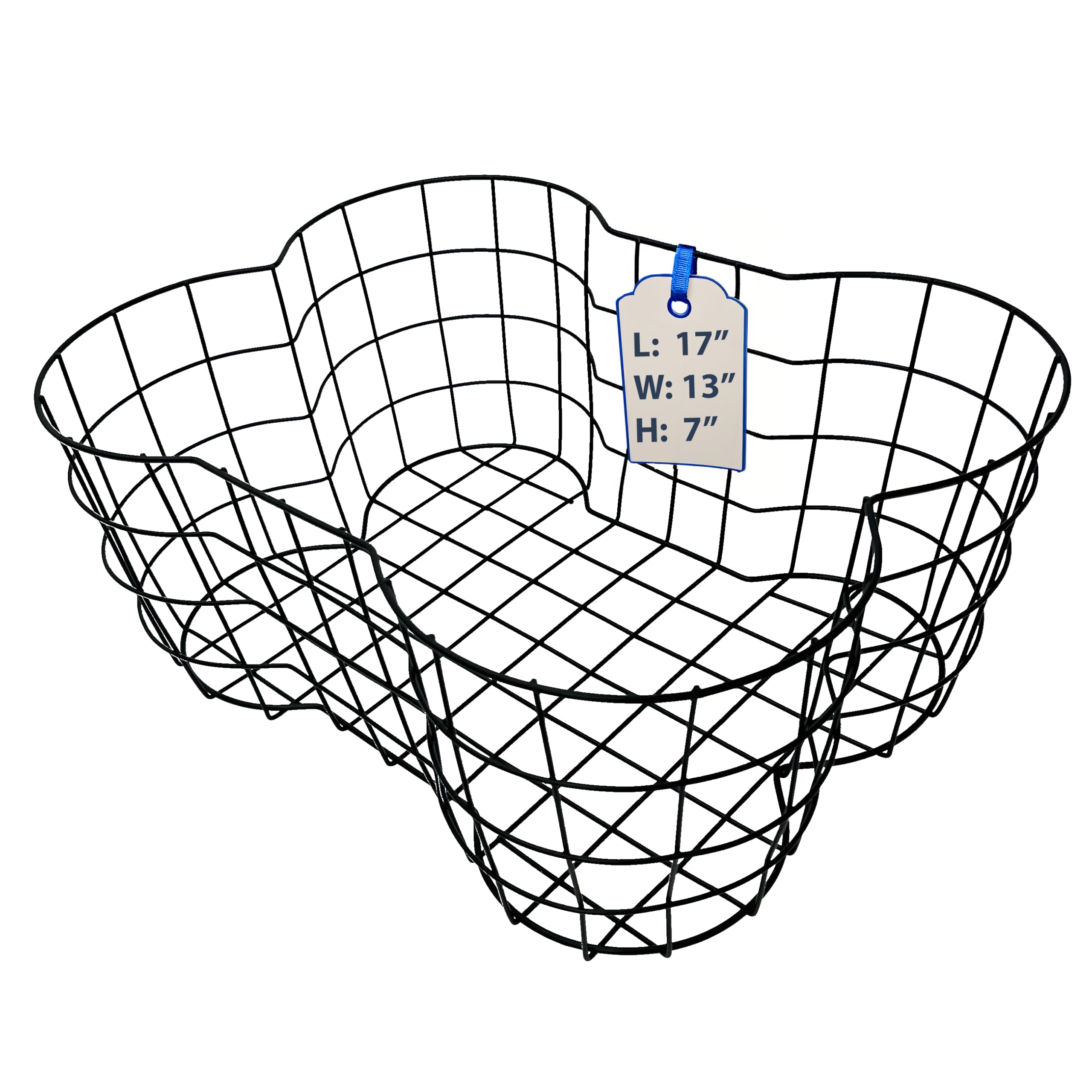 OtterPets bone-shaped metal dog toy basket, front view, stylish storage for toys.