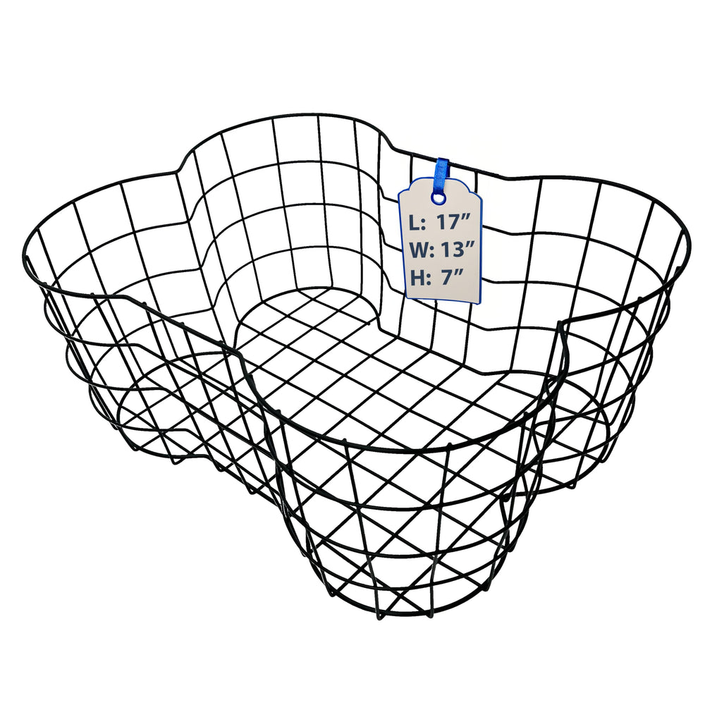 OtterPets bone-shaped metal dog toy basket, front view, stylish storage for toys.