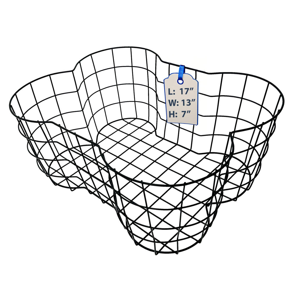 OtterPets bone-shaped metal dog toy basket, front view, stylish storage for toys.