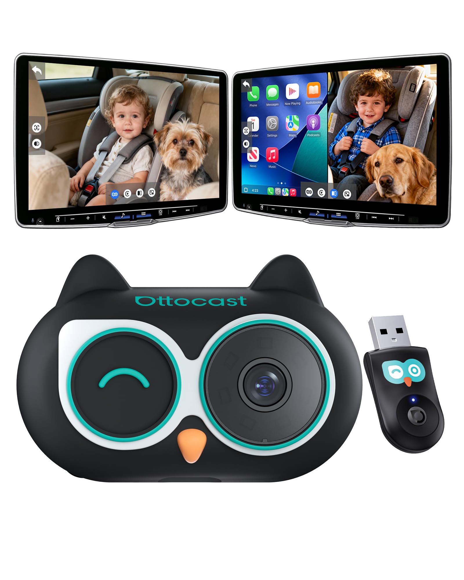 OTTOCAST back seat view on car screen for clear infant monitoring