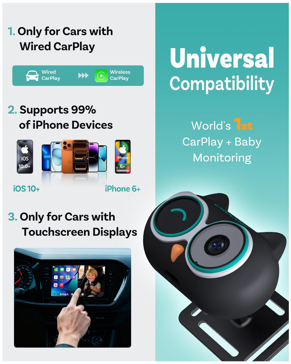 OTTOCAST 1080p night vision provides clear low-light baby view