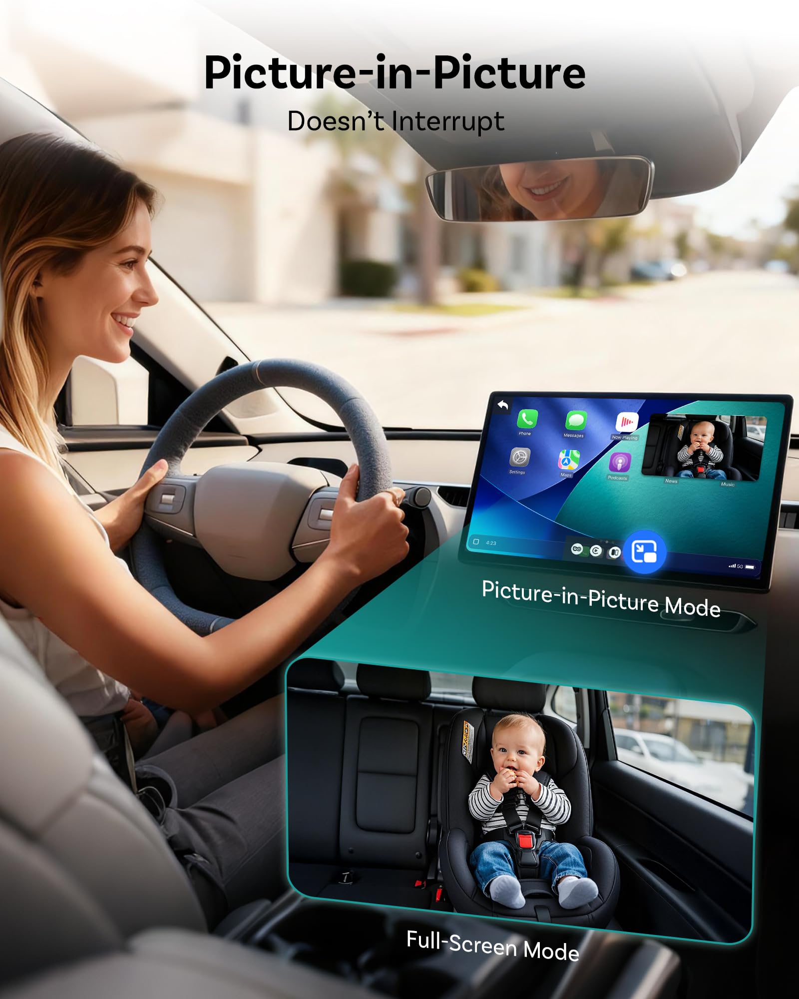 OTTOCAST Cabin Care cartoon-style headrest mount is kid-friendly