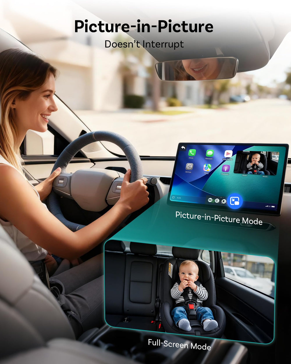 OTTOCAST Cabin Care cartoon-style headrest mount is kid-friendly