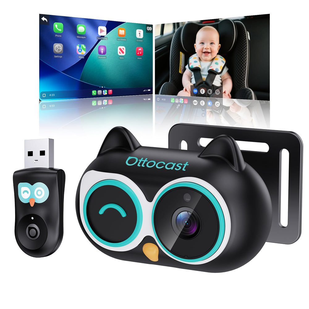 OTTOCAST Cabin Care headrest-mount view enables real-time baby monitoring on your car screen.