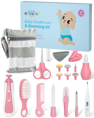 OTTOLIVES pink 24-in-1 baby nail trimmer kit for precise newborn nail care