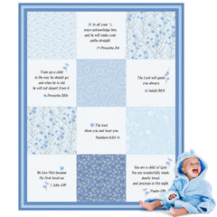 Oudain Bible verse blanket in blue flowers, cozy and breathable for baby.
