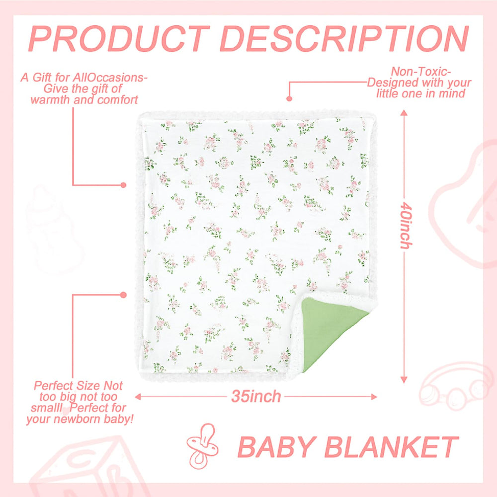 Oudain Flounce Muslin Blanket floral side, stylish nursery accent and stroller use.