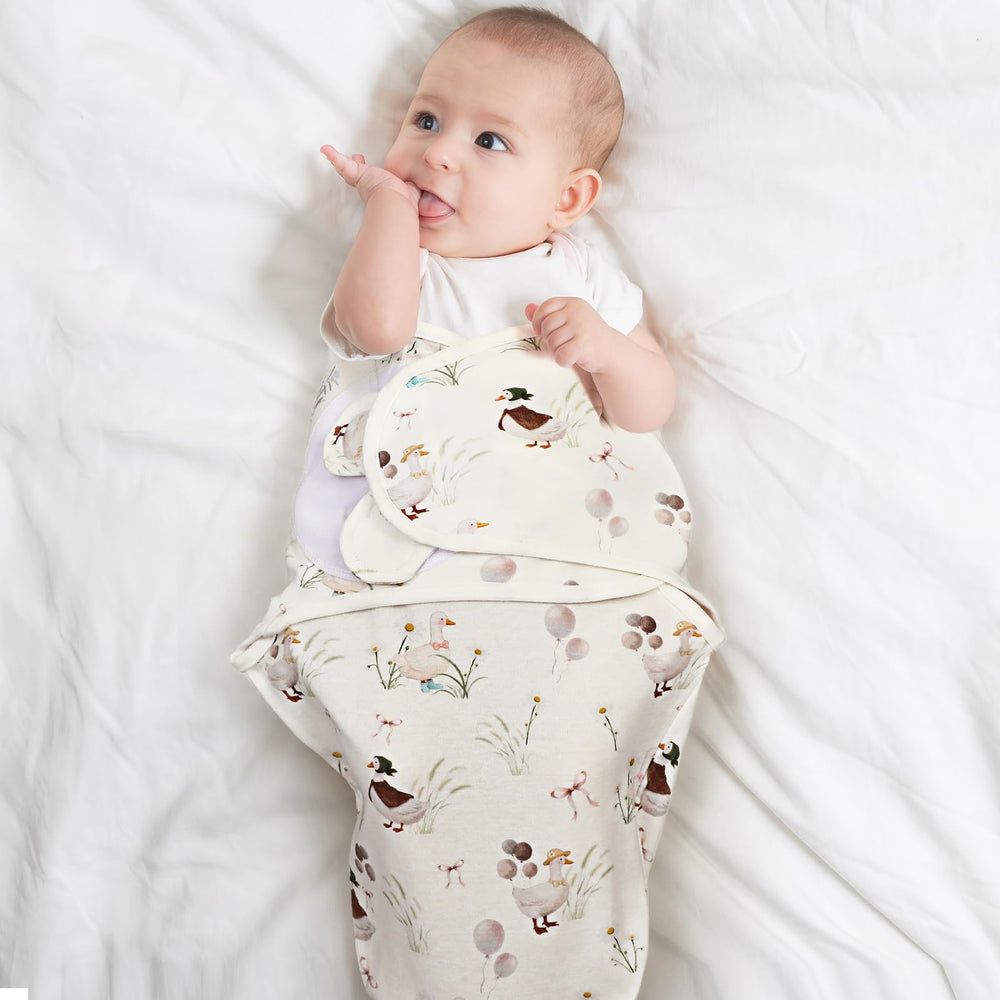 Oudain Silly Goose Swaddle is machine washable for easy care.