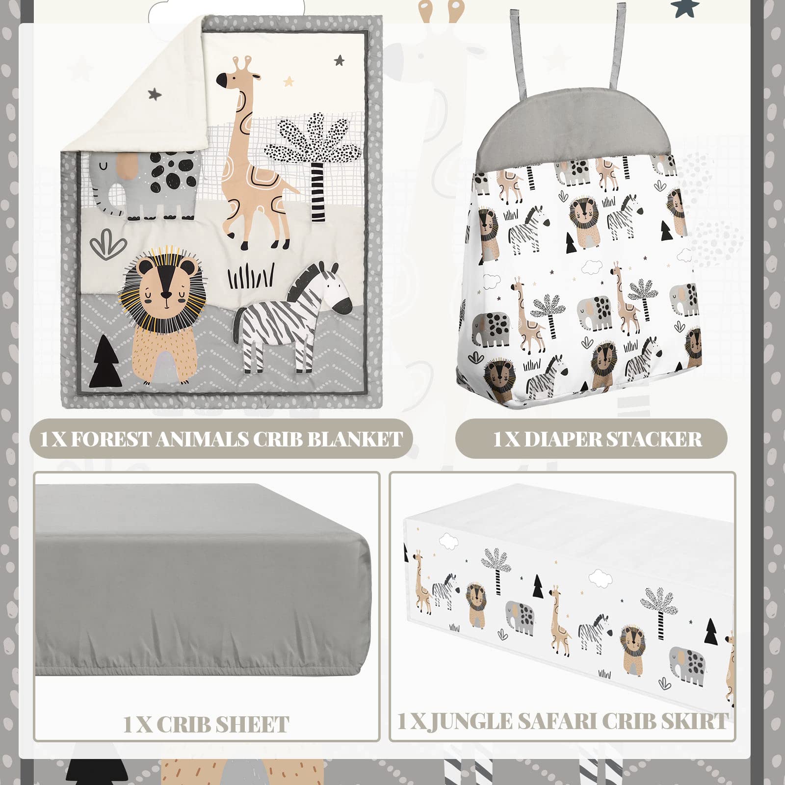 Oudain crib sheet in soft neutral print fits standard cribs securely
