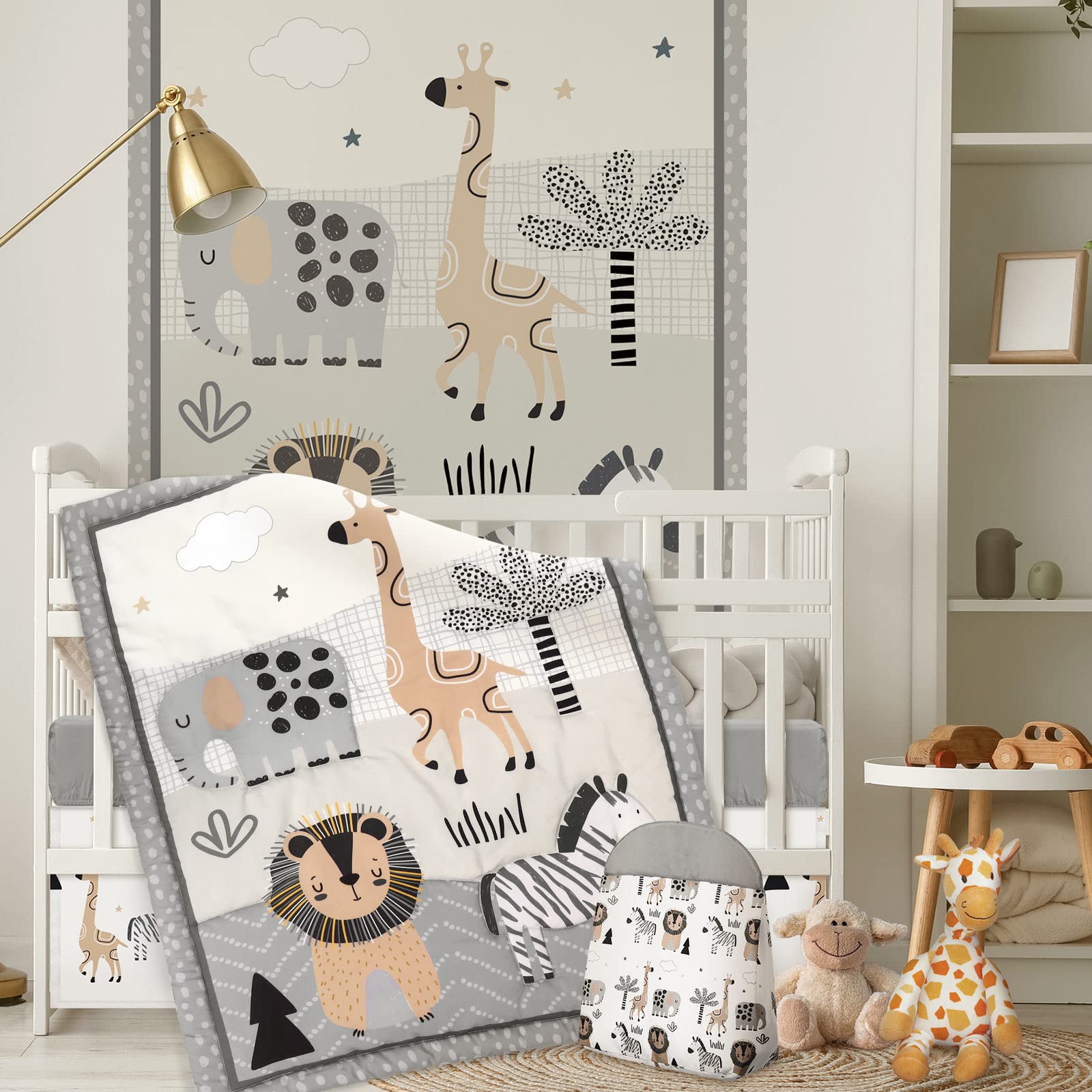 Oudain woodland forest animals crib skirt adds charm and soft texture to the nursery