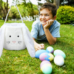 Oufegm Bunny Easter tote in six colors ideal for egg hunts and year-round storage