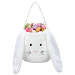 Oufegm Easter Bunny Basket with soft plush exterior for kid-friendly decor and carry
