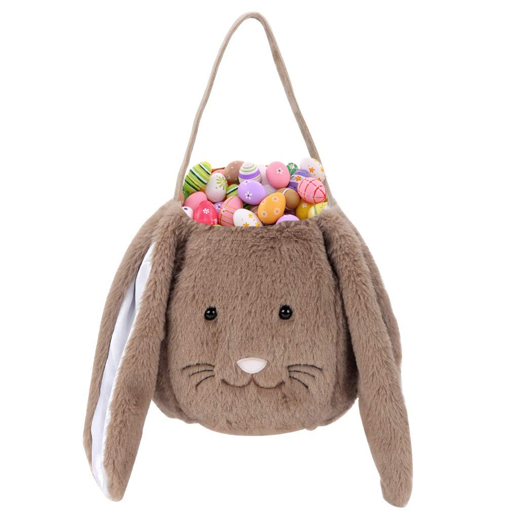 Oufegm Easter Bunny Bucket plush exterior for soft, kid-friendly Easter fun.