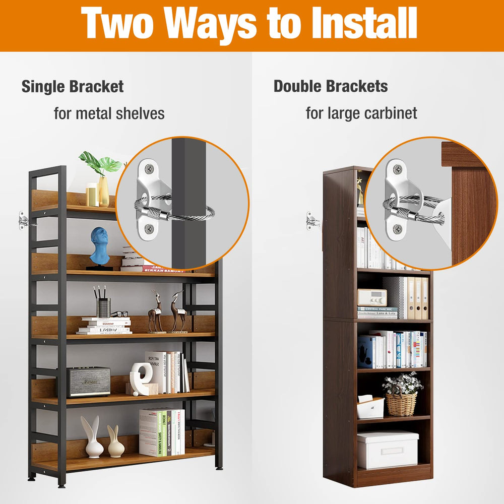 Ougourim bookcase-anchor secures shelves for daily use and earthquakes.