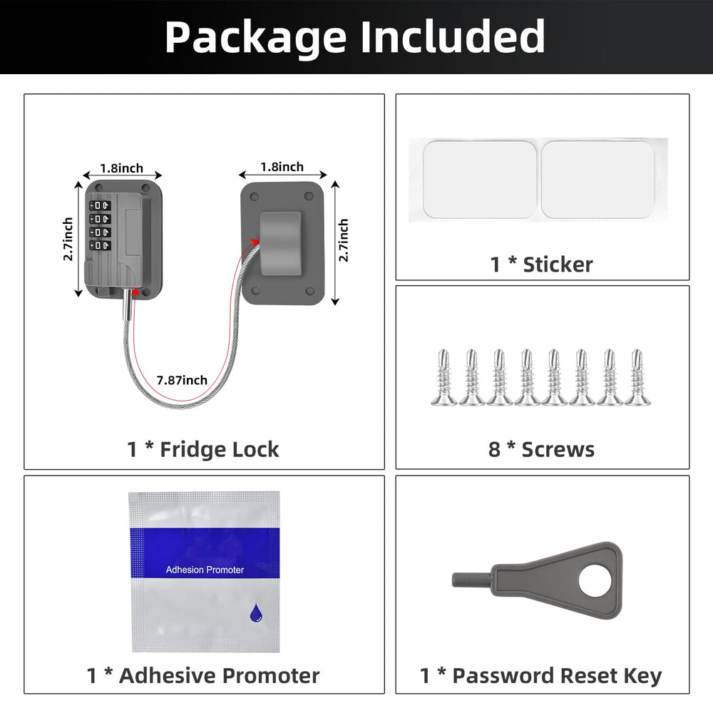 Ougourim fridge lock in grey finish complements modern kitchens.