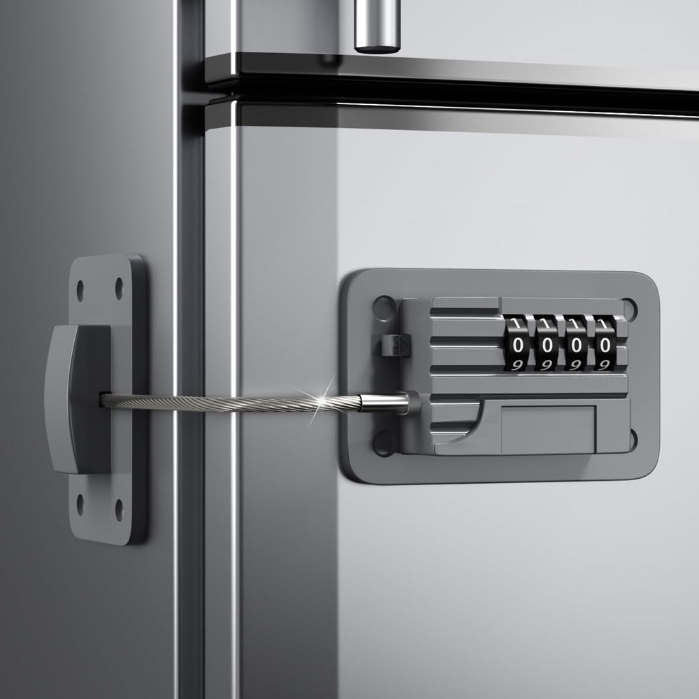 Ougourim upgraded fridge lock on door ensures safe, controlled access for kids.