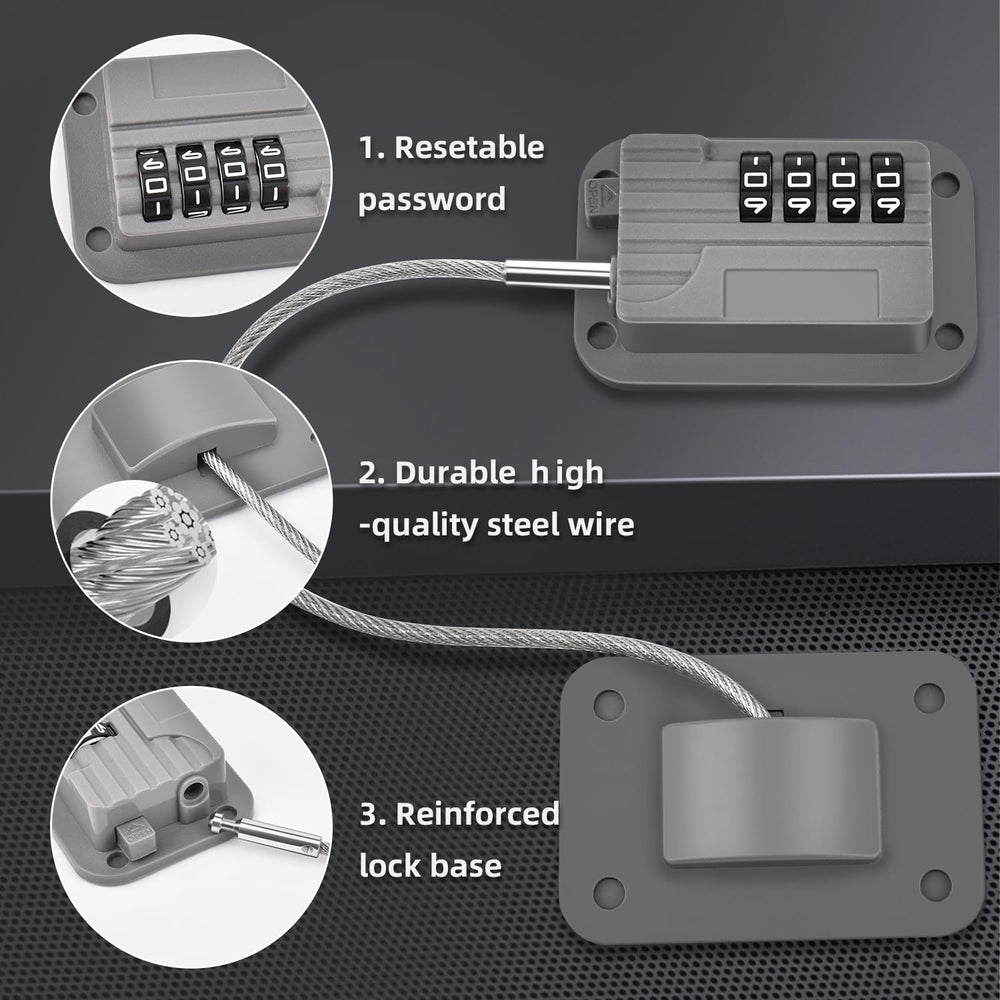 Ougourim lock sticker installation shows no-drill setup for quick use.
