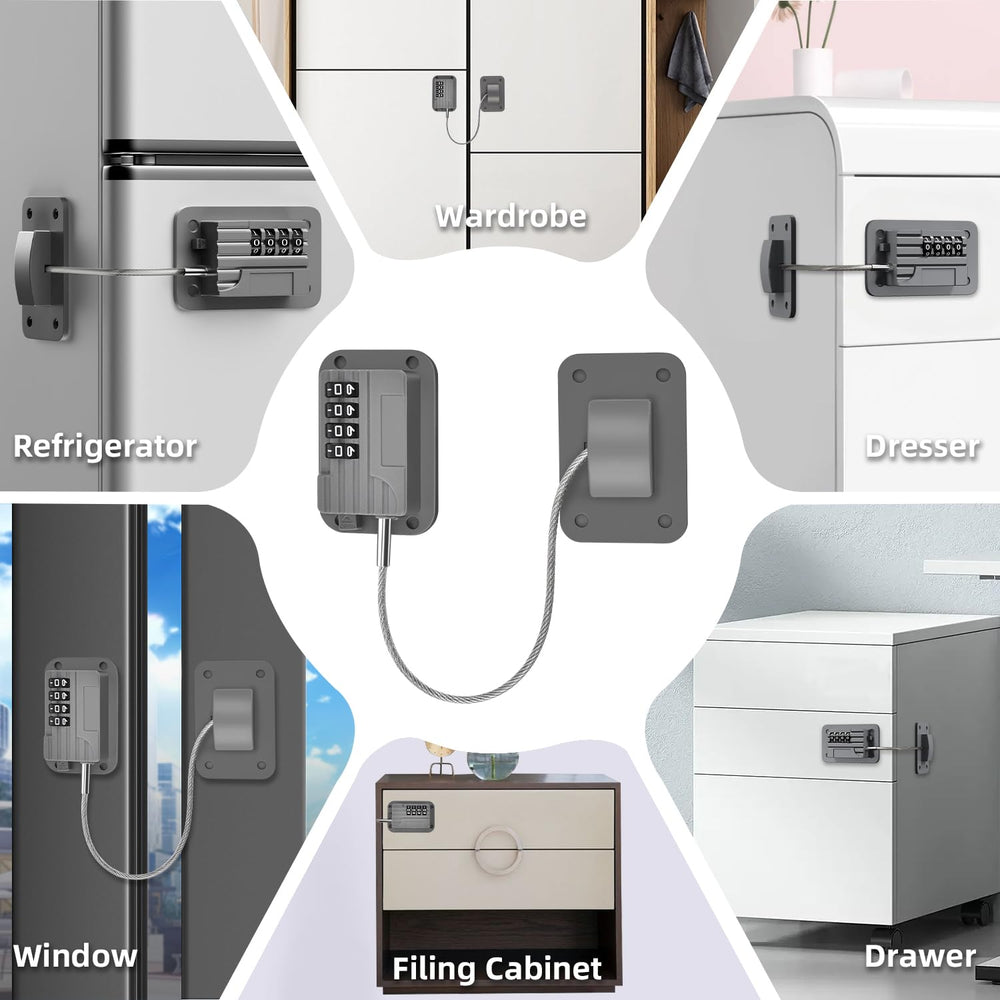 Ougourim lock offers versatile use across fridge, drawers, windows, and cabinets.