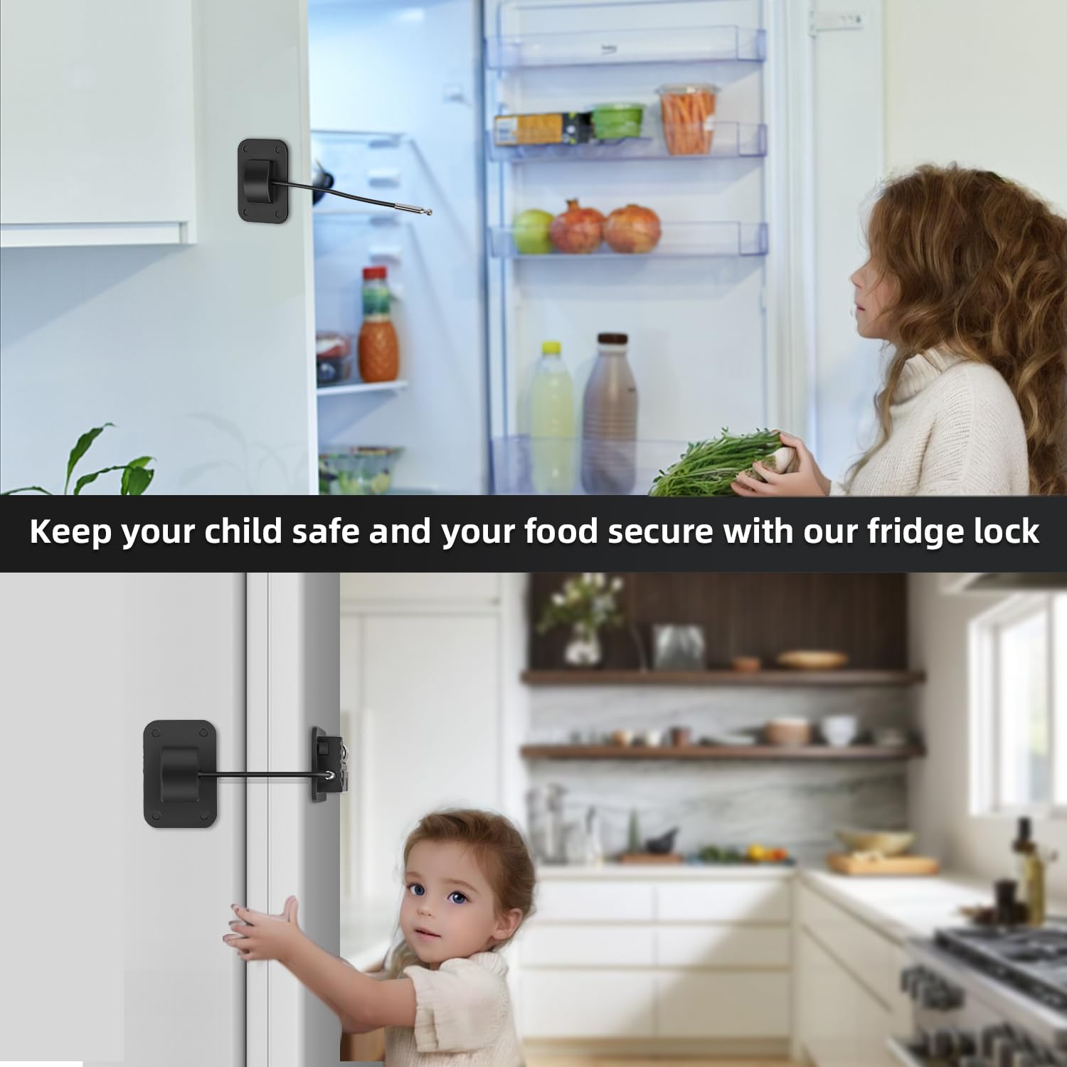 Ougourim fridge lock code setting shows a 4-digit combination.