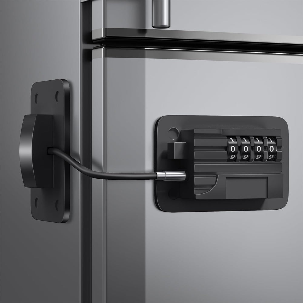 Ougourim fridge lock front view for quick, secure installation and child safety.