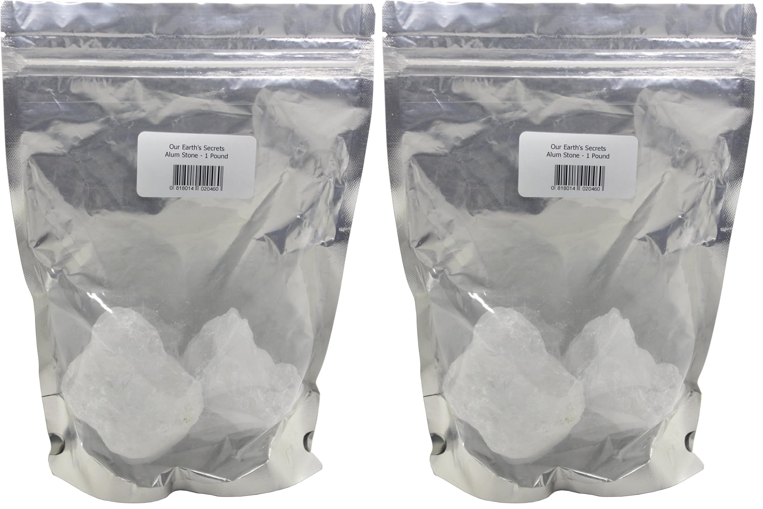 Our Earth's Secrets alum stone pack of 2, 1 lb each, deodorant alternative.