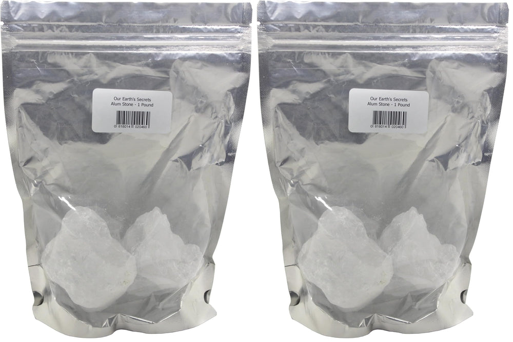 Our Earth's Secrets alum stone pack of 2, 1 lb each, deodorant alternative.