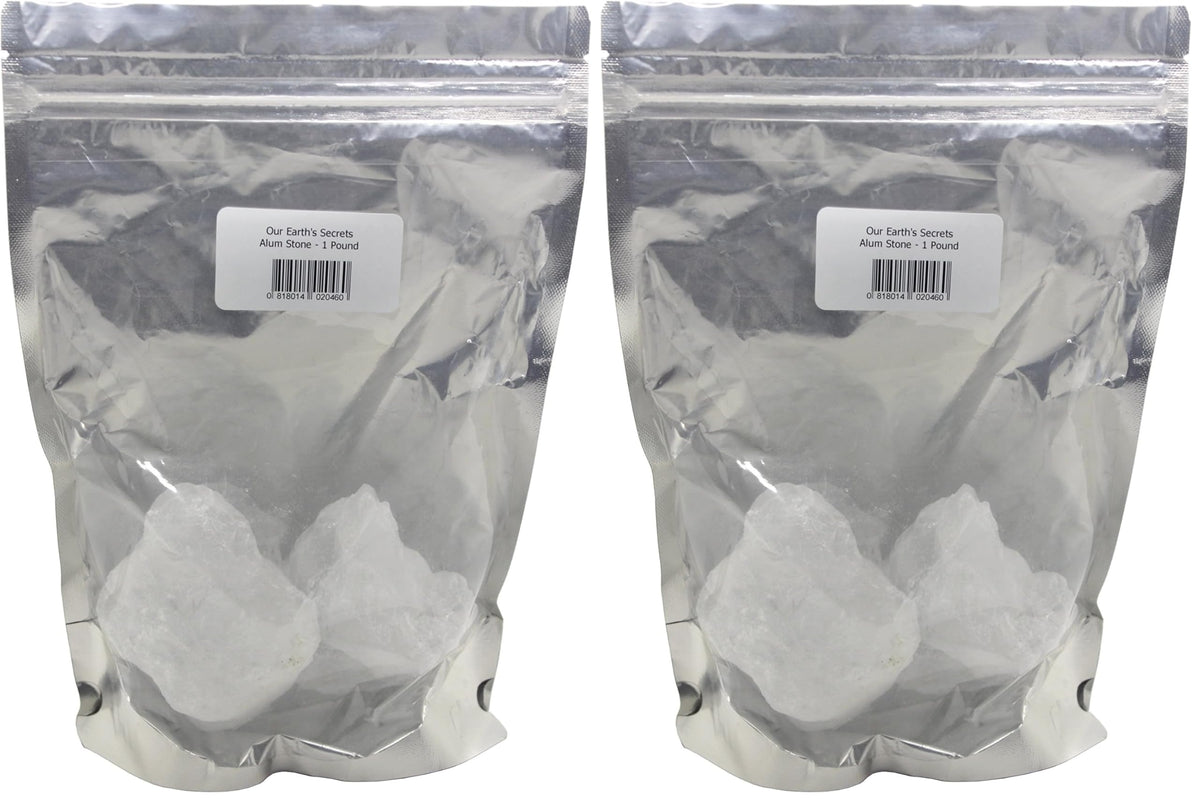 Our Earth's Secrets alum stone pack of 2, 1 lb each, deodorant alternative.