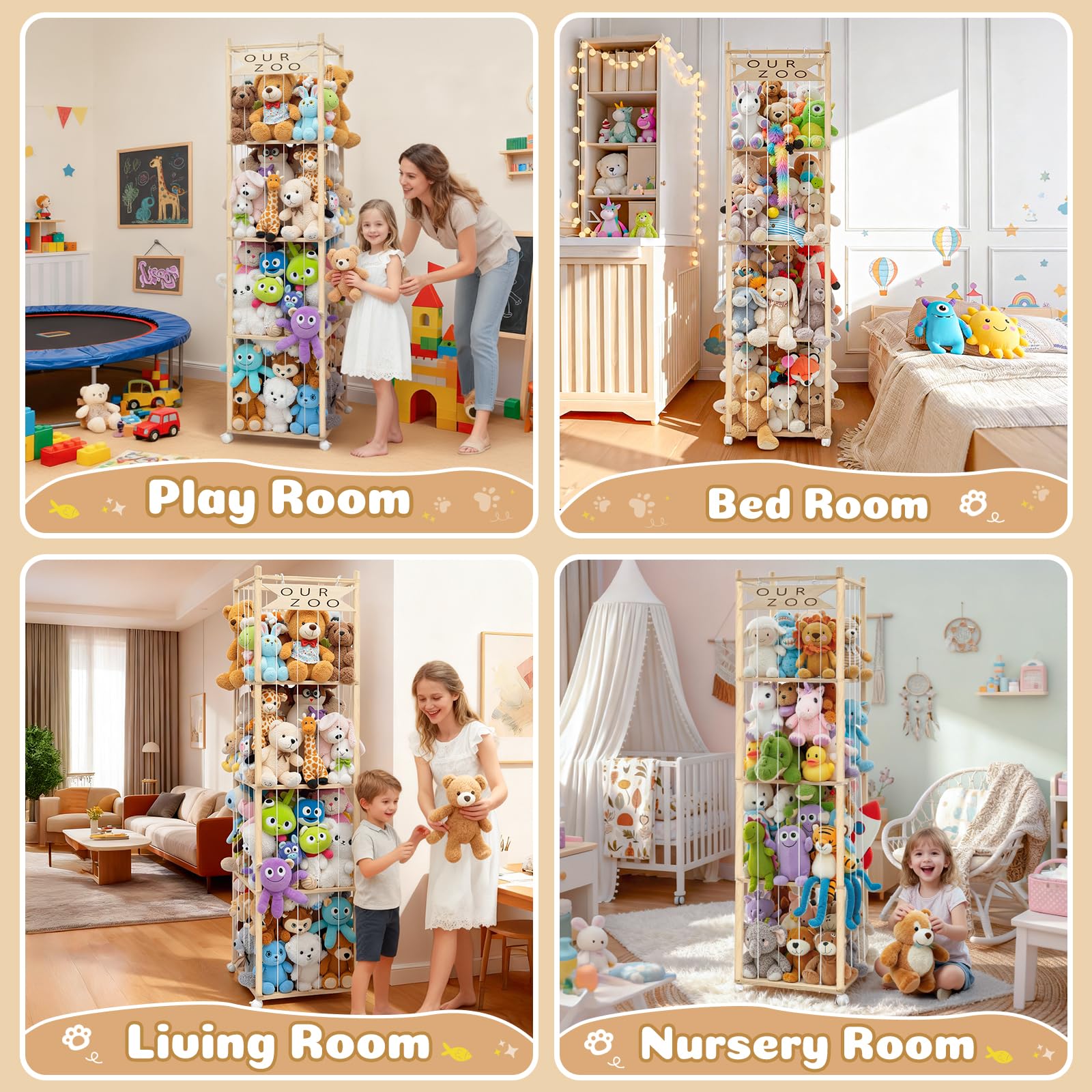OurWarm large 68.5-inch frame fits many plush friends while saving floor space.