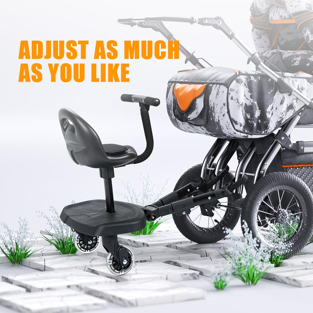 OUSEXI stroller board standing platform shown for safe walking during trips