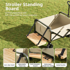 OUSEXI wagon stand-up attachment with sturdy clasps for secure mounting.