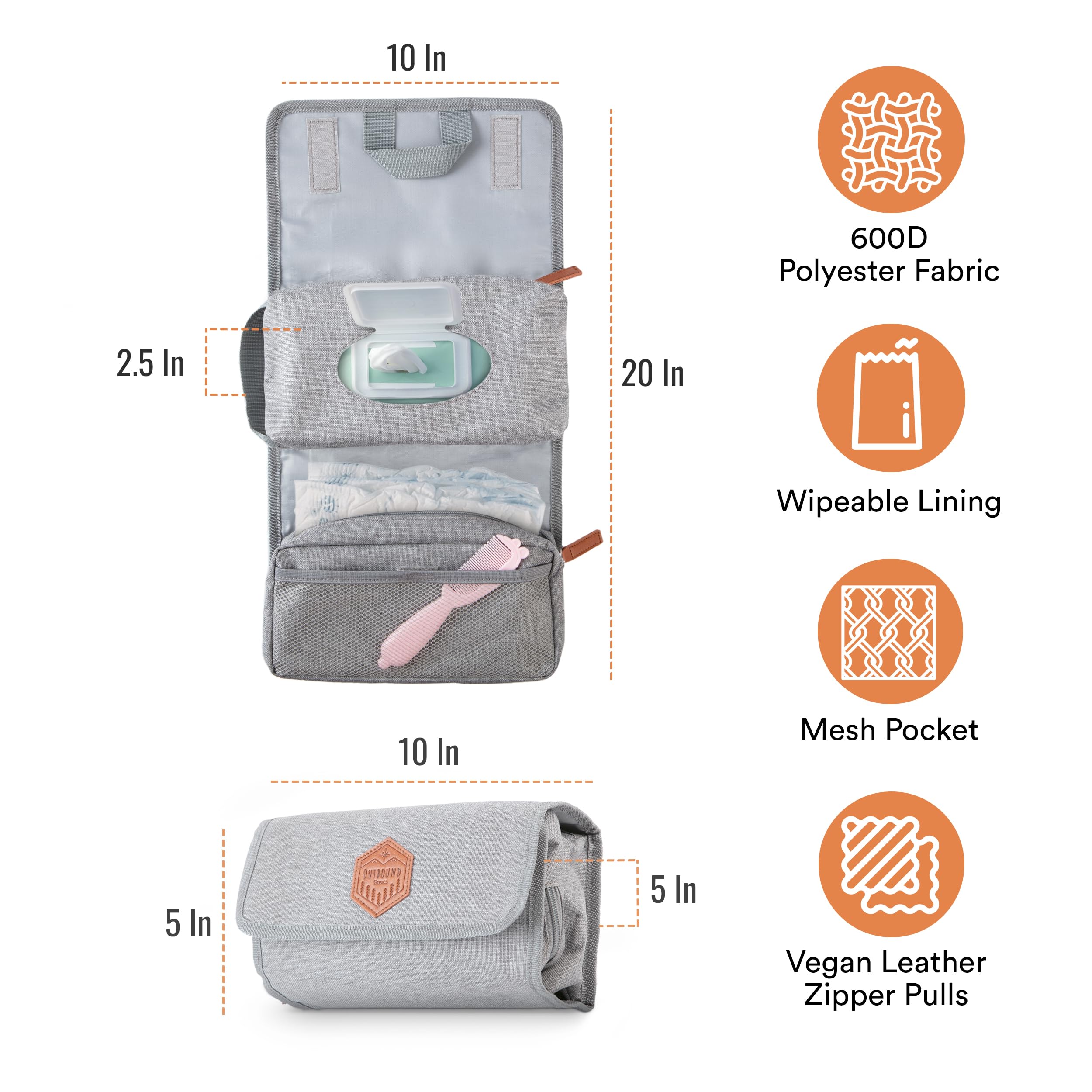 Outbound Basics compact clutch ideal for car, daycare, and travel use