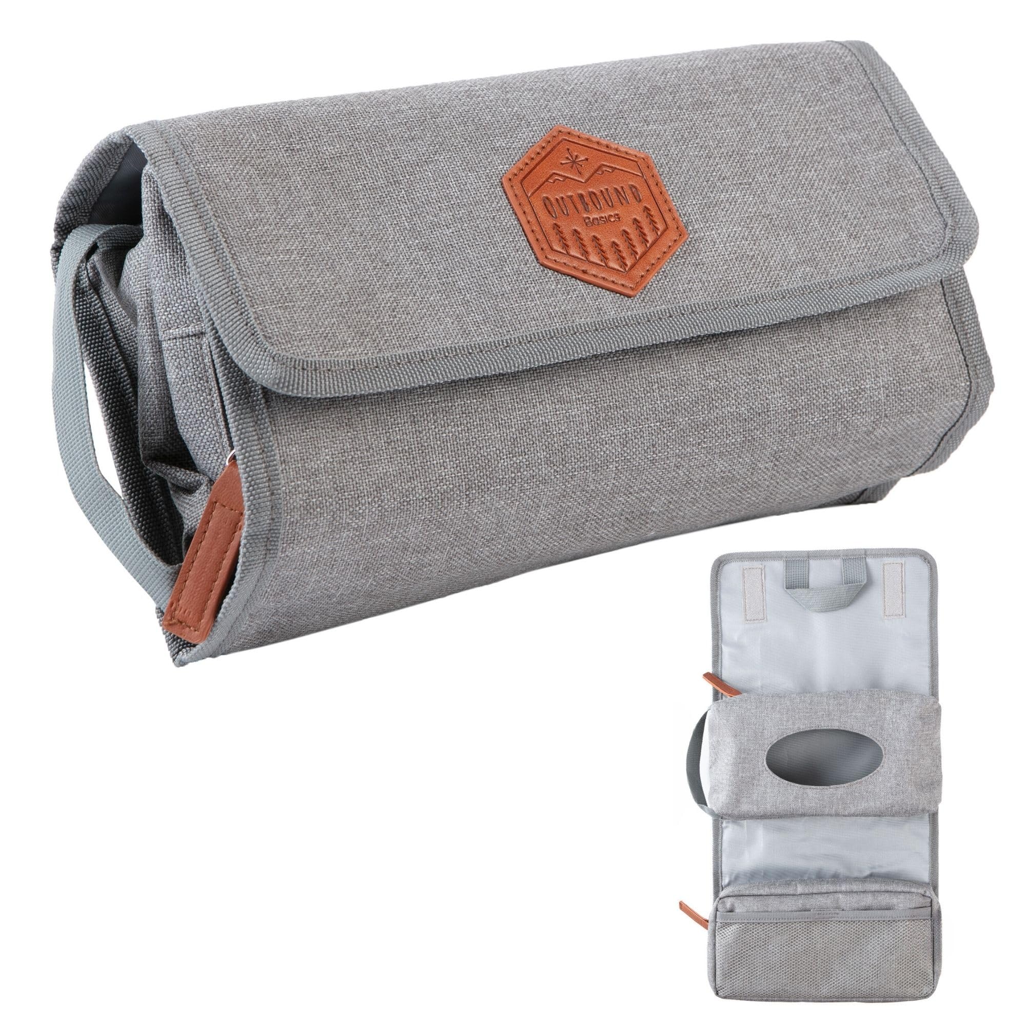 Outbound Basics tri-fold diaper clutch with organized pockets for quick on the go diapering and wipes access